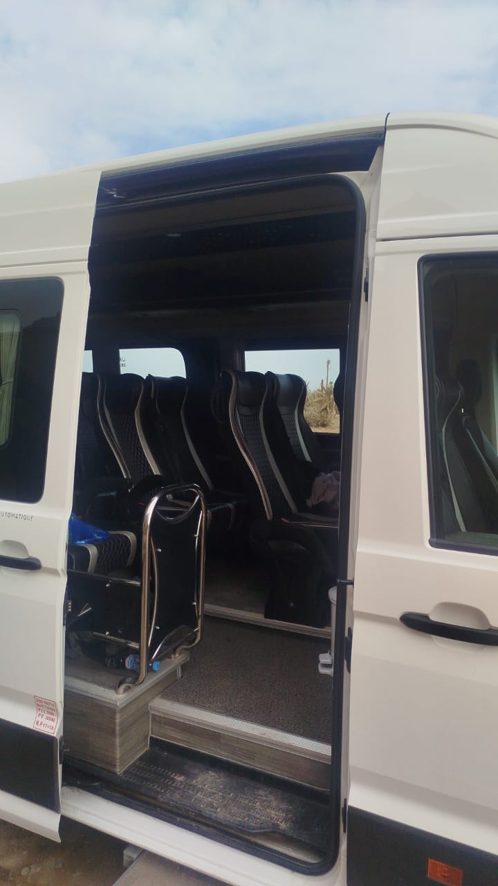 Comfortable leather seats inside our transfer vehicles